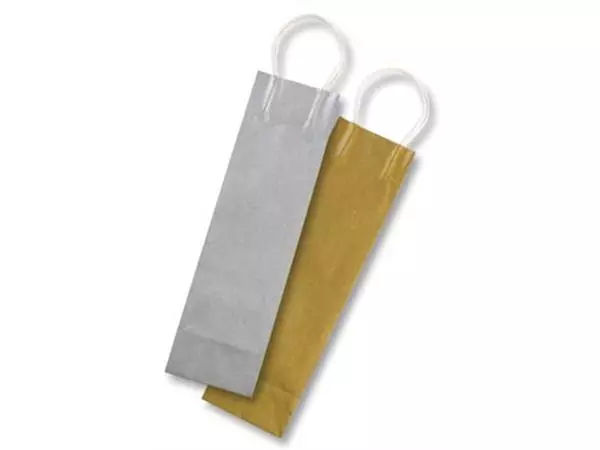 Een Folia papieren kraft zak voor flessen, 110 g/m², goud en zilver, pak van 6 stuks koop je bij ShopXPress