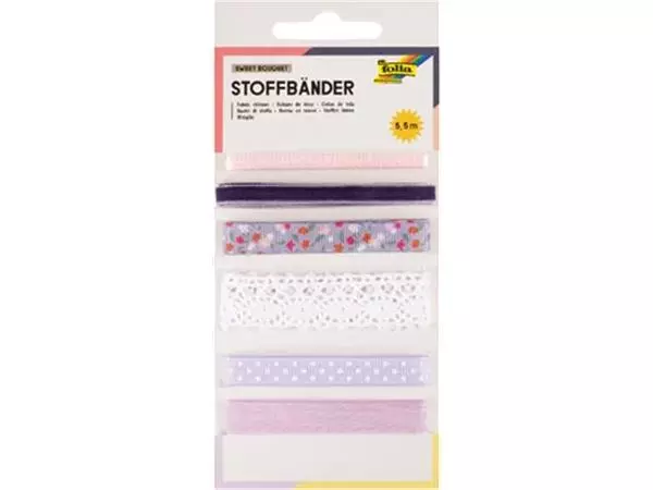 Een Folia stoffen linten, 6 geassorteerde kleuren, totale lengte 5,5 m, sweet bouquet koop je bij ShopXPress