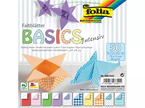 Een Folia vouwpapier Basic Intensive ft 15 x 15 cm, pak met 50 vel koop je bij ShopXPress