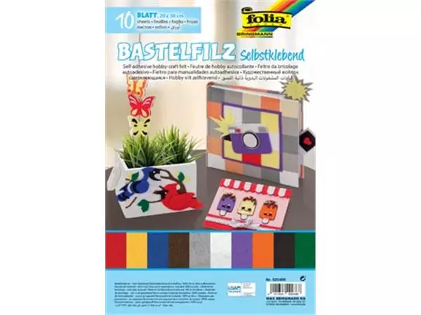 Een Folia zelfklevend vilt ft 20 x 30 cm, pak met 10 vel in geassorteerde kleuren koop je bij ShopXPress