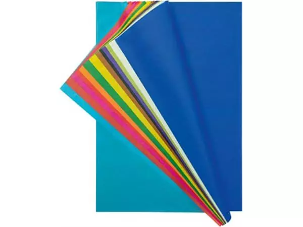 Een Folia zijdepapier geassorteerde kleuren: donkerblauw, wit, lichtgroen, paars, zwart, bruin, geel, groe... koop je bij ShopXPress