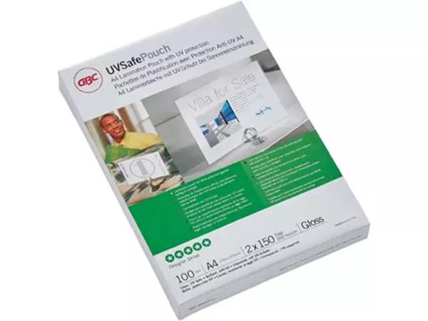 Een GBC UV Safe lamineerhoes ft A4, 150 micron (2 x 75 micron), uv-bestendig, pak van 100 stuks koop je bij ShopXPress