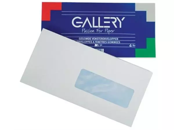 Een Gallery enveloppen ft 114 x 229 mm, met venster rechts, gegomd, pak van 50 stuks koop je bij ShopXPress