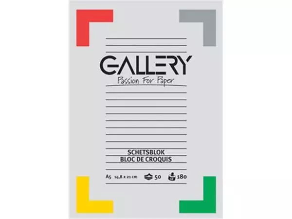 Een Gallery schetsblok, ft 14,8 x 21 cm (A5), 180 g/m², blok van 50 vel koop je bij ShopXPress