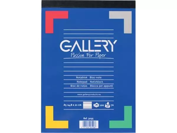 Een Gallery schrijfblok, ft A5, gelijnd, blok van 100 vel koop je bij ShopXPress