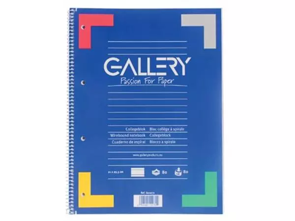 Een Gallery spiraalblok ft A4, gelijnd, 80 vel, 4-gaats koop je bij ShopXPress