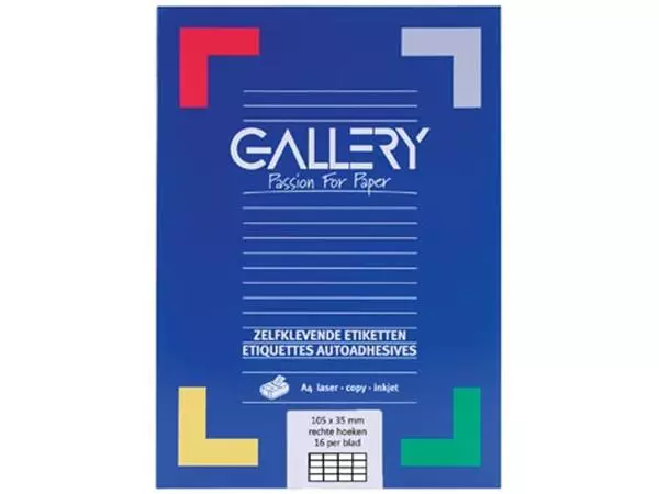 Een Gallery witte etiketten ft 105 x 35 mm (b x h), rechte hoeken, doos van 1.600 etiketten koop je bij ShopXPress