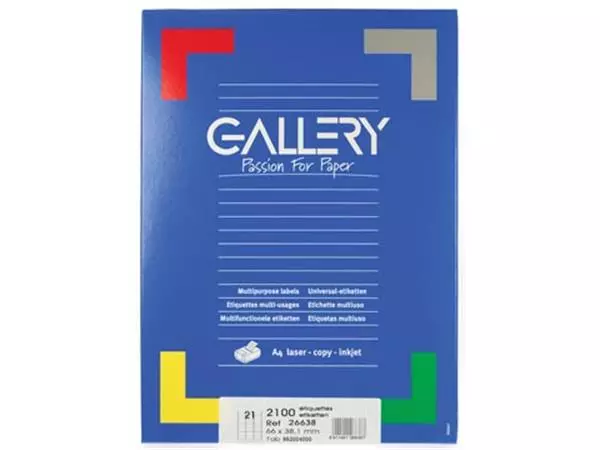 Een Gallery witte etiketten ft 66 x 38,1 mm (b x h), ronde hoeken, doos van 2.100 etiketten koop je bij ShopXPress