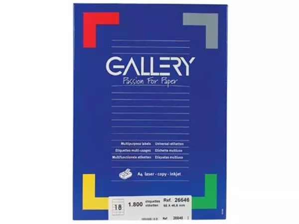 Een Gallery witte etiketten ft 66 x 46,6 mm (b x h), ronde hoeken, doos van 1.800 etiketten koop je bij ShopXPress
