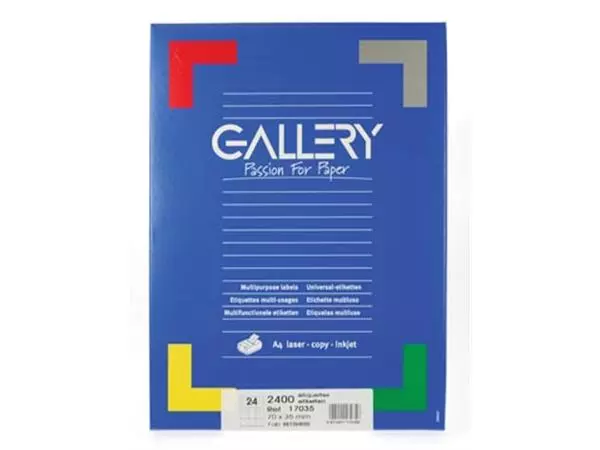 Een Gallery witte etiketten ft 70 x 35 mm (b x h), rechte hoeken, doos van 2.400 etiketten koop je bij ShopXPress