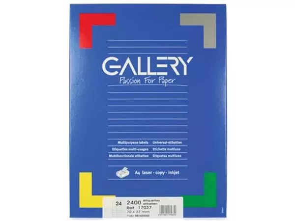 Een Gallery witte etiketten ft 70 x 37 mm (b x h), rechte hoeken, doos van 2.400 etiketten koop je bij ShopXPress