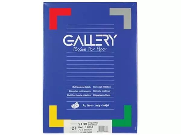 Een Gallery witte etiketten ft 70 x 38 mm (b x h), rechte hoeken, doos van 2.100 etiketten koop je bij ShopXPress