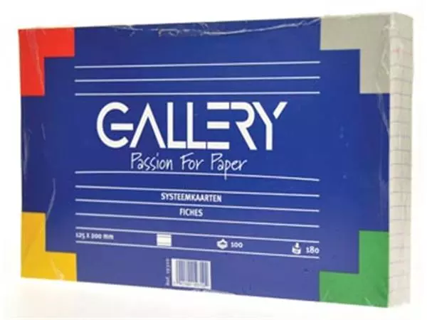 Een Gallery witte systeemkaarten, ft 12,5 x 20 cm, gelijnd, pak van 100 stuks koop je bij ShopXPress