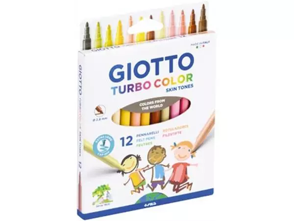 Een Giotto Turbo Color Skin Tones viltstiften, etui van 12 stuks koop je bij ShopXPress