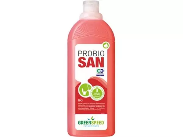 Een Greenspeed Probio San sanitairreiniger, fles van 1 l koop je bij ShopXPress