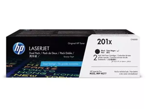 Een HP toner 201X, 2 x 2.800 pagina's, OEM CF400XD, zwart, pak van 2 stuks koop je bij ShopXPress