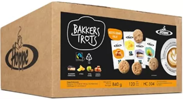 Een Hoppe koekjes Bakkers Trots Fairtrade, doos van 120 stuks koop je bij ShopXPress