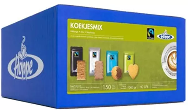 Een Hoppe koekjes Fairtrade Koekjesmix, doos van 150 stuks koop je bij ShopXPress