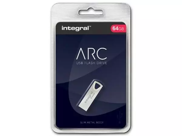 Een Integral ARC USB stick 2.0, 64 GB, zilver koop je bij ShopXPress
