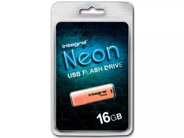 Een Integral Neon USB 2.0 stick, 16 GB, oranje koop je bij ShopXPress