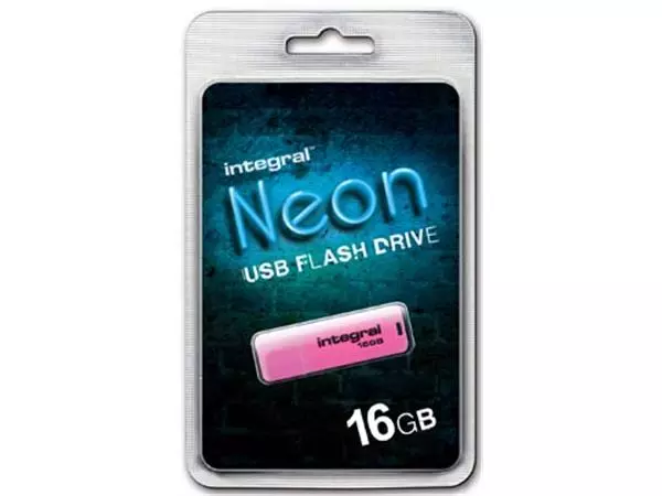 Een Integral Neon USB 2.0 stick, 16 GB, roze koop je bij ShopXPress