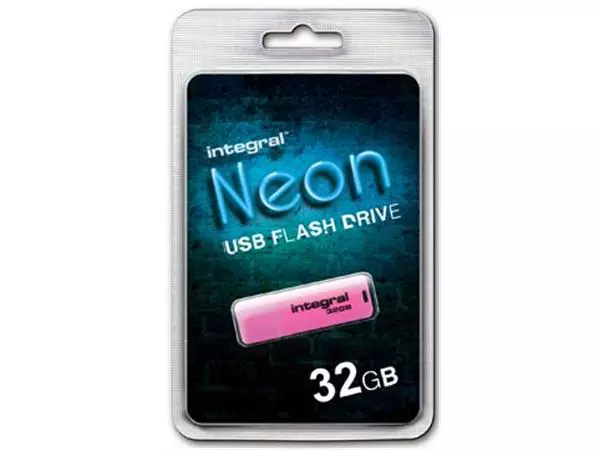 Een Integral Neon USB 2.0 stick, 32 GB, roze koop je bij Supplierz BV