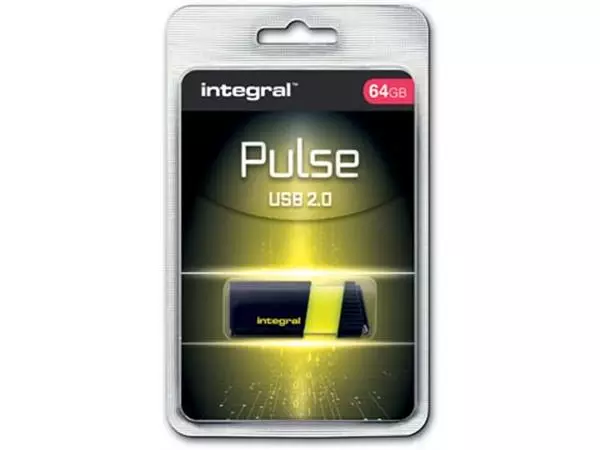 Een Integral Pulse USB 2.0 stick, 64 GB, zwart/geel koop je bij ShopXPress