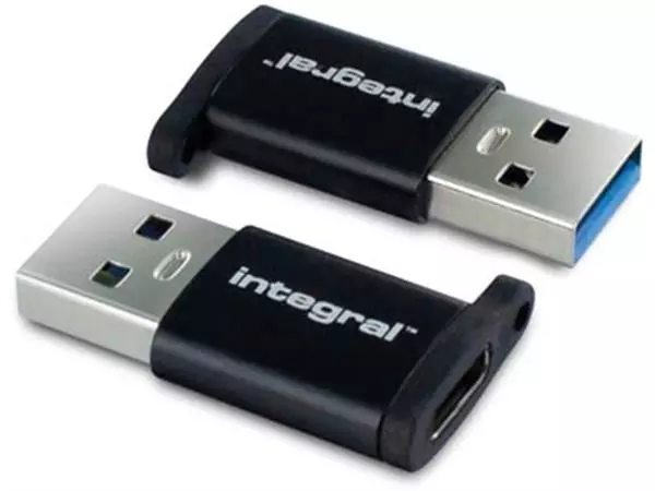 Een Integral adapter USB-C naar USB-A, pak van 2 stuks koop je bij ShopXPress