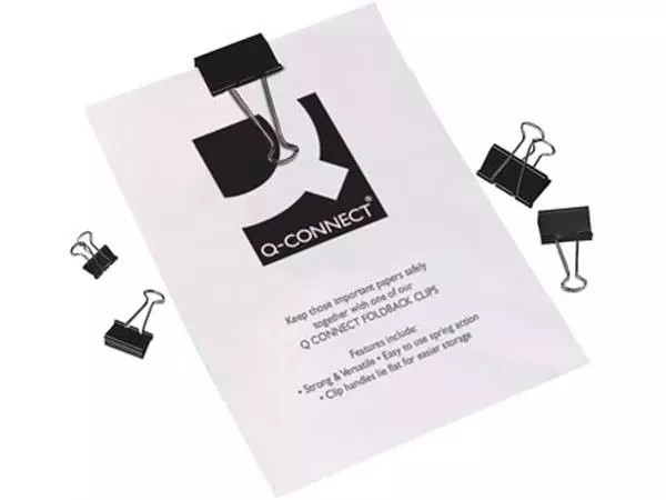 Een Q-CONNECT foldbackclip, zwart, 19 mm, doosje van 10 stuks koop je bij ShopXPress