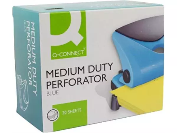 Een Q-CONNECT perforator Medium Duty, 20 blad, blauw koop je bij ShopXPress