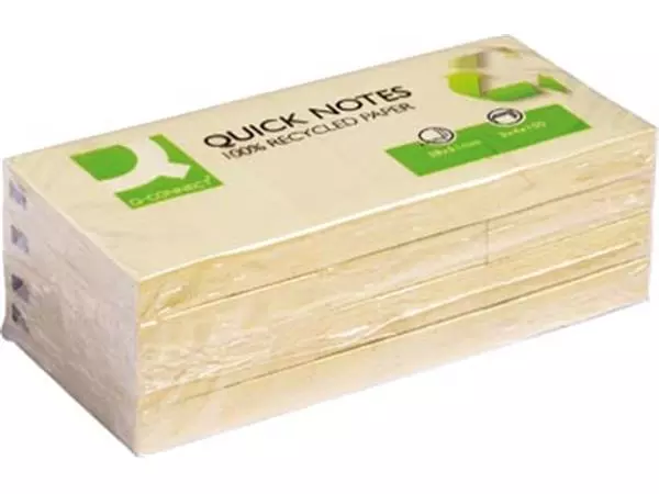 Een Q-CONNECT Quick Notes Recycled, ft 38 x 51 mm, 100 vel, pak van 3 blokken, geel koop je bij ShopXPress