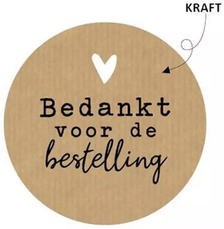 Een KP etiket "Bedankt voor de bestelling", kraft, diameter 50 mm, rol van 250 stuks koop je bij ShopXPress