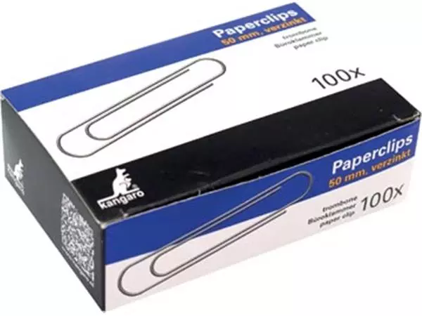 Een Kangaro papierklemmen 50 mm rond verzinkt, doos 100 stuks koop je bij ShopXPress