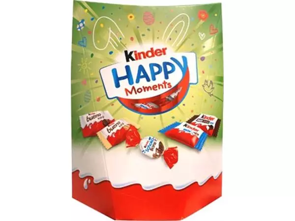 Een Kinder Happy Moments chocolade, assortiment van eitjes en mini-reepjes, pak van 184g koop je bij Supplierz BV