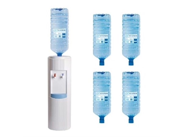 Een Kit O-water: 1 x Basic waterkoeler, wit (FWB2013), inclusief 6 x bronwater 18 l (FW189) koop je bij Supplierz BV