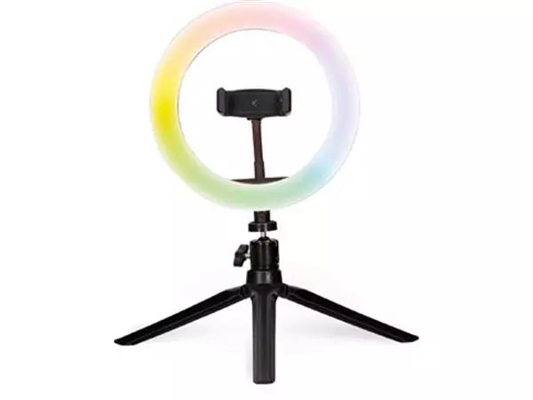 Een Ksix LED ringlamp met statief, RGB kleuren, diameter 20 cm koop je bij ShopXPress