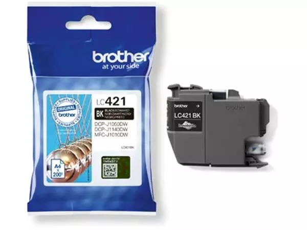 Een Brother inktcartridge, 200 pagina's, OEM LC-421BK, zwart koop je bij ShopXPress