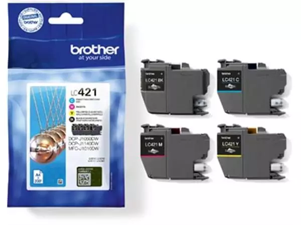 Een Brother inktcartridge, 200 pagina's, OEM LC-421VAL, 4 kleuren koop je bij ShopXPress