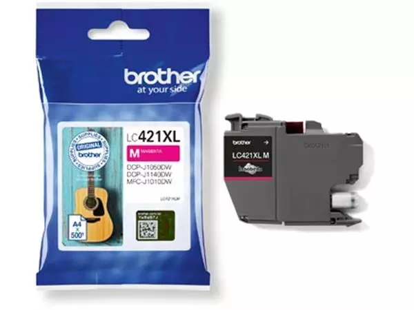 Een Brother inktcartridge, 500 pagina's, OEM LC-421XLM, magenta koop je bij ShopXPress