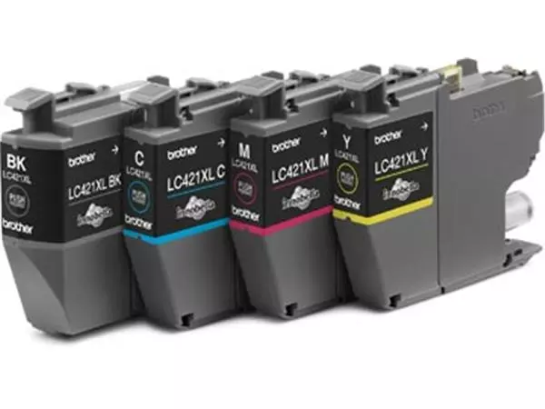 Een Brother inktcartridge, 500 pagina's, OEM LC-421XLVAL, 4 kleuren koop je bij ShopXPress