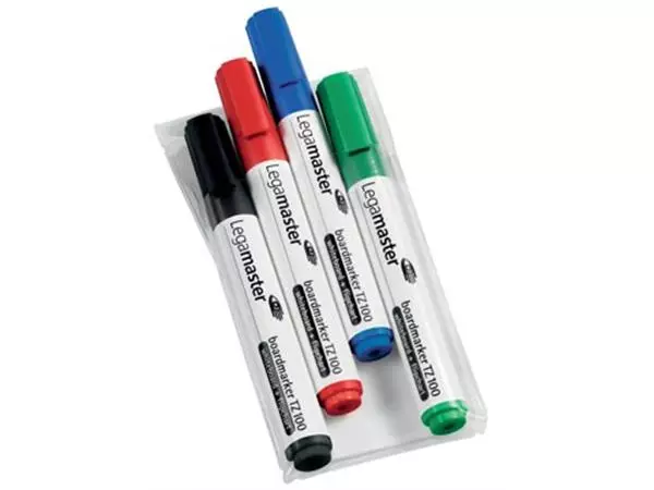 Een Legamaster whiteboardmarker TZ 100, etui met 4 stuks in geassorteerde kleuren koop je bij ShopXPress