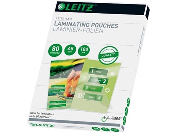 Een Leitz Eva lamineerhoes ft A5, 160 micron (2 x 80 micron), pak van 100 stuks koop je bij ShopXPress