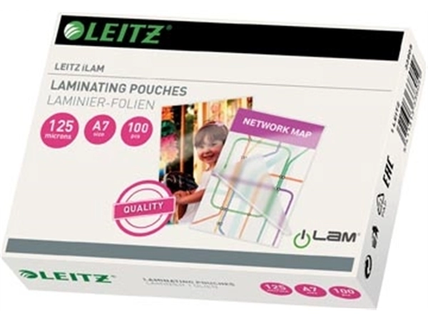 Een Leitz Ilam lamineerhoes ft A7, 250 micron (2 x 125 micron), pak van 100 stuks koop je bij ShopXPress