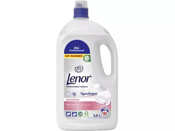 Een Lenor Professional wasverzachter sensitive, fles van 3,8 l koop je bij ShopXPress