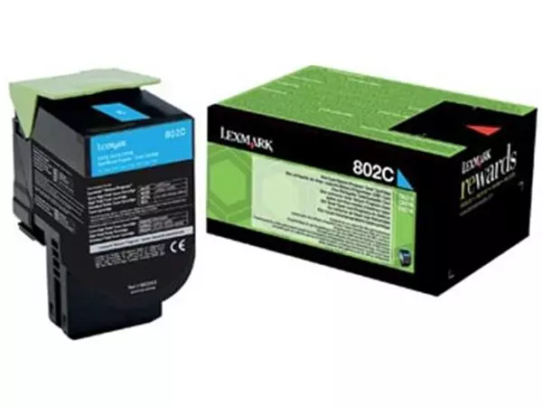 Een Lexmark Return Program toner 802, 1.000 pagina's, OEM 80C20C0, cyaan koop je bij ShopXPress