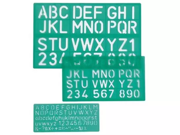 Een Linex lettersjabloon set met 3 stuks, in een ophangetui koop je bij ShopXPress