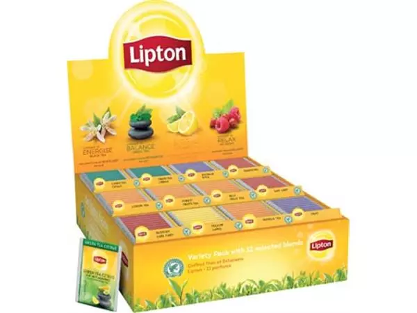 Een Lipton Variety Pack, 12 smaken, display van 180 zakjes koop je bij ShopXPress