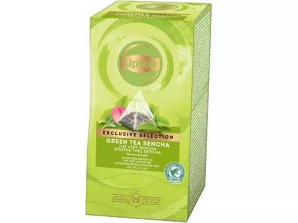 Een Lipton thee Exclusive Selection, groene thee Sencha, doos van 25 zakjes koop je bij ShopXPress
