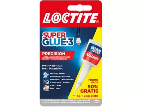 Een Loctite Secondelijm Super Glue Precision, 5 g + 50 % gratis, op blister koop je bij ShopXPress