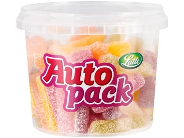 Een Lutti autopack snoep zure sticks, doos van 175 g koop je bij ShopXPress